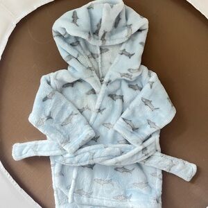 Cozy Blue Shark Print Kids Robe